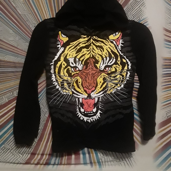 Survival Gear Unisex Age 7-8 Black Light Eared Hoody With Cartoon Tiger Print - Picture 3 of 10